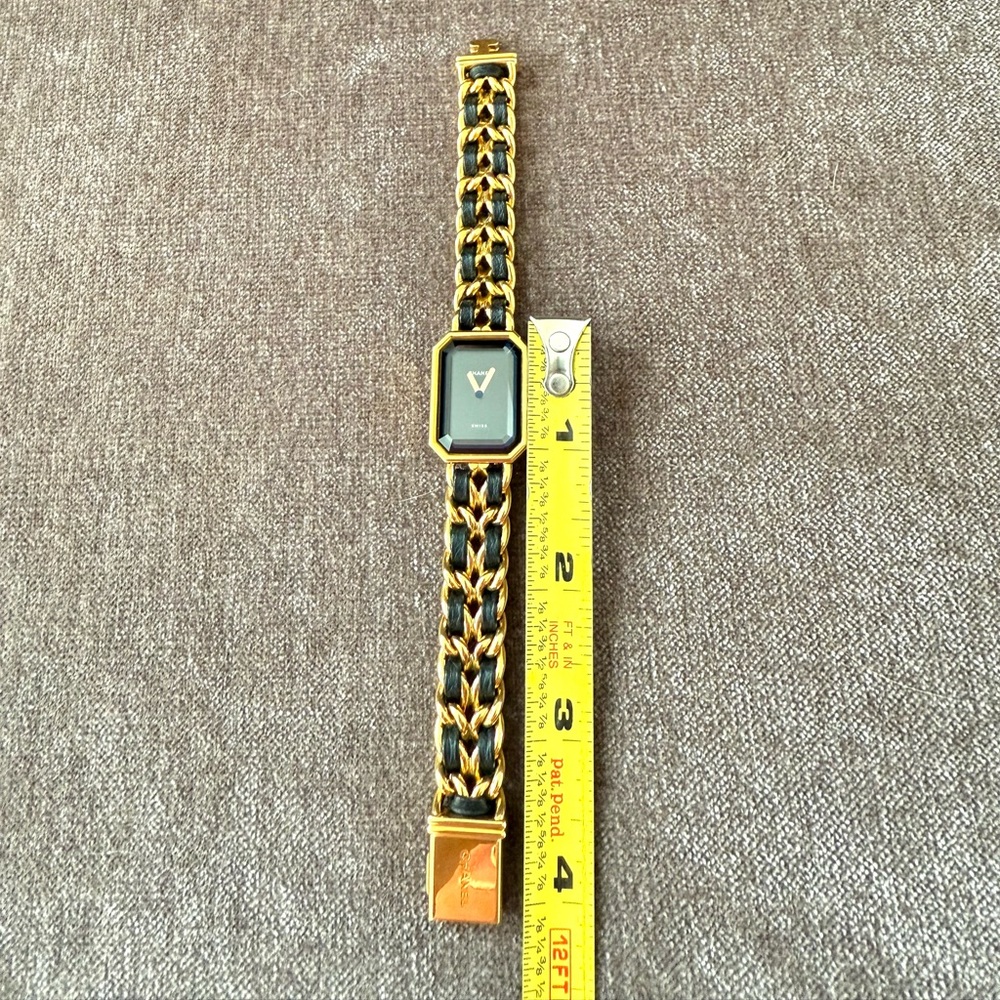 Authentic CHANEL Premiere watch size Medium M gold and black leather bracelet - Picture 12 of 16